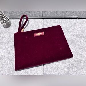 💄 L'Oréal Velvet Cosmetic Bag - Burgundy 💄